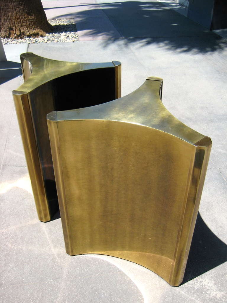 A Mastercraft Brass Double Pedestal Dining Table C. 1970's