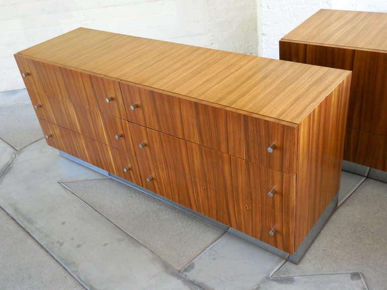 Late 20th Century Pair of Zebrawood Chests by Milo Baughman for Thayer Coggin, circa 1970s