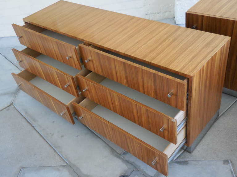 Zebra Wood Pair of Zebrawood Chests by Milo Baughman for Thayer Coggin, circa 1970s