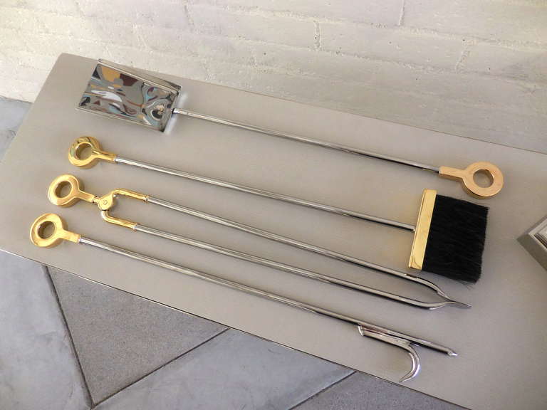 Late 20th Century A rare set of polished fire tools by Karl Springer c.1970's