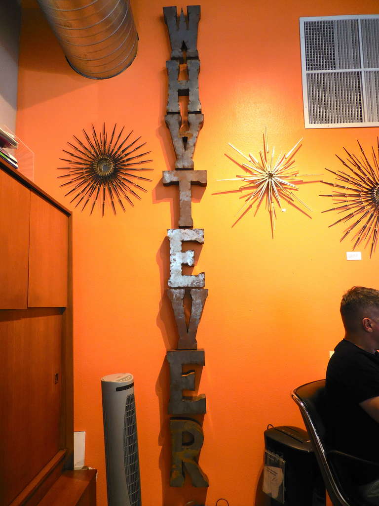 "WHATEVER" A whimsical word sculpture composed of handcrafted metal