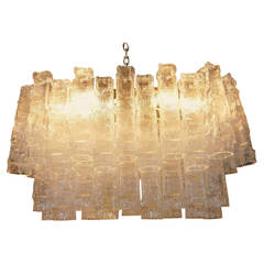 Rectangular Italian Murano Glass Tronchi Chandelier Attributed to Venini  C 1960