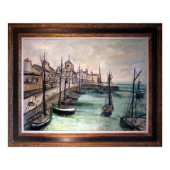 Harbor Scene by  French American artist Charles Levier