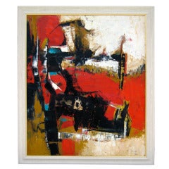 An original abstract expressionist oil on canvas dated 1966.