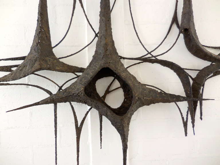 Patinated A very large scale hand fabricated patinated bronze 1950s wall sculpture