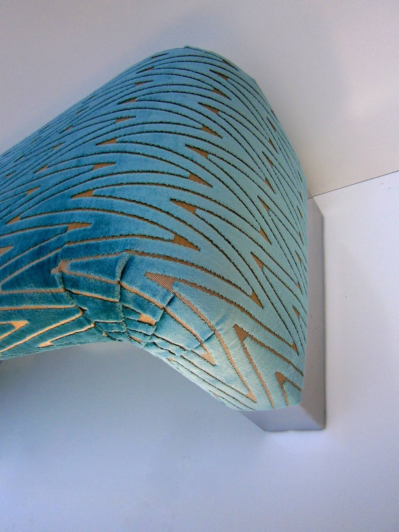 Steel Luxurious Upholstered Waterfall Bench in the Style of Steve Chase.  C. 1992