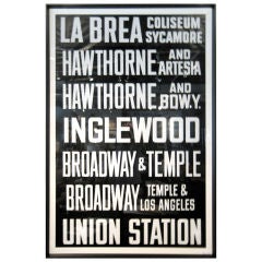 La Brea / Union Station, a vintage L.A. streetcar scroll sign