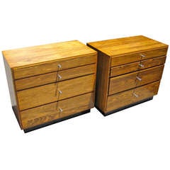 A Pair Of Mid 20th Century Beech Wood Bedside Chests C. 1950's