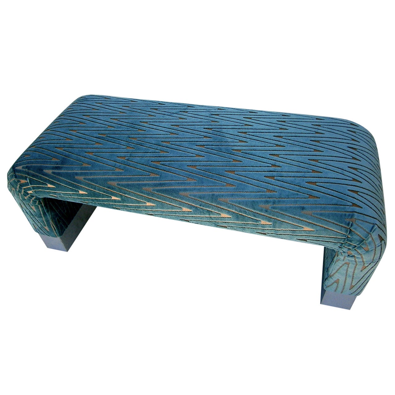 Luxurious Upholstered Waterfall Bench in the Style of Steve Chase.  C. 1992