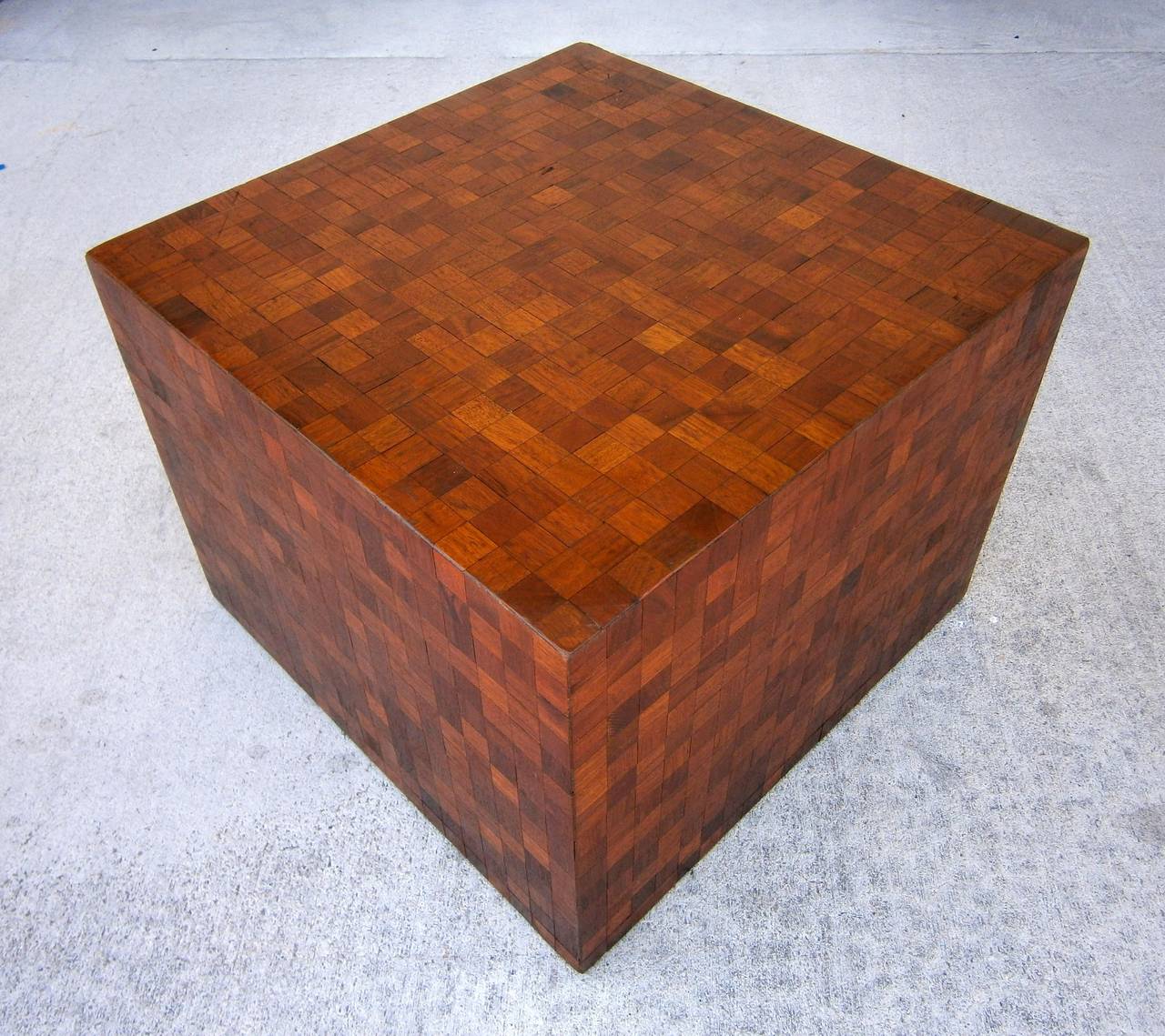 Mid-20th Century Hand-Made Tessellated Mahogany Cube Table  C. 1950s