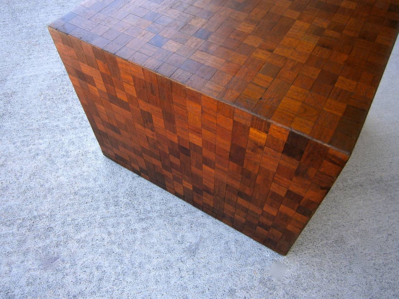 Hand-Made Tessellated Mahogany Cube Table  C. 1950s In Excellent Condition In Palm Springs, CA