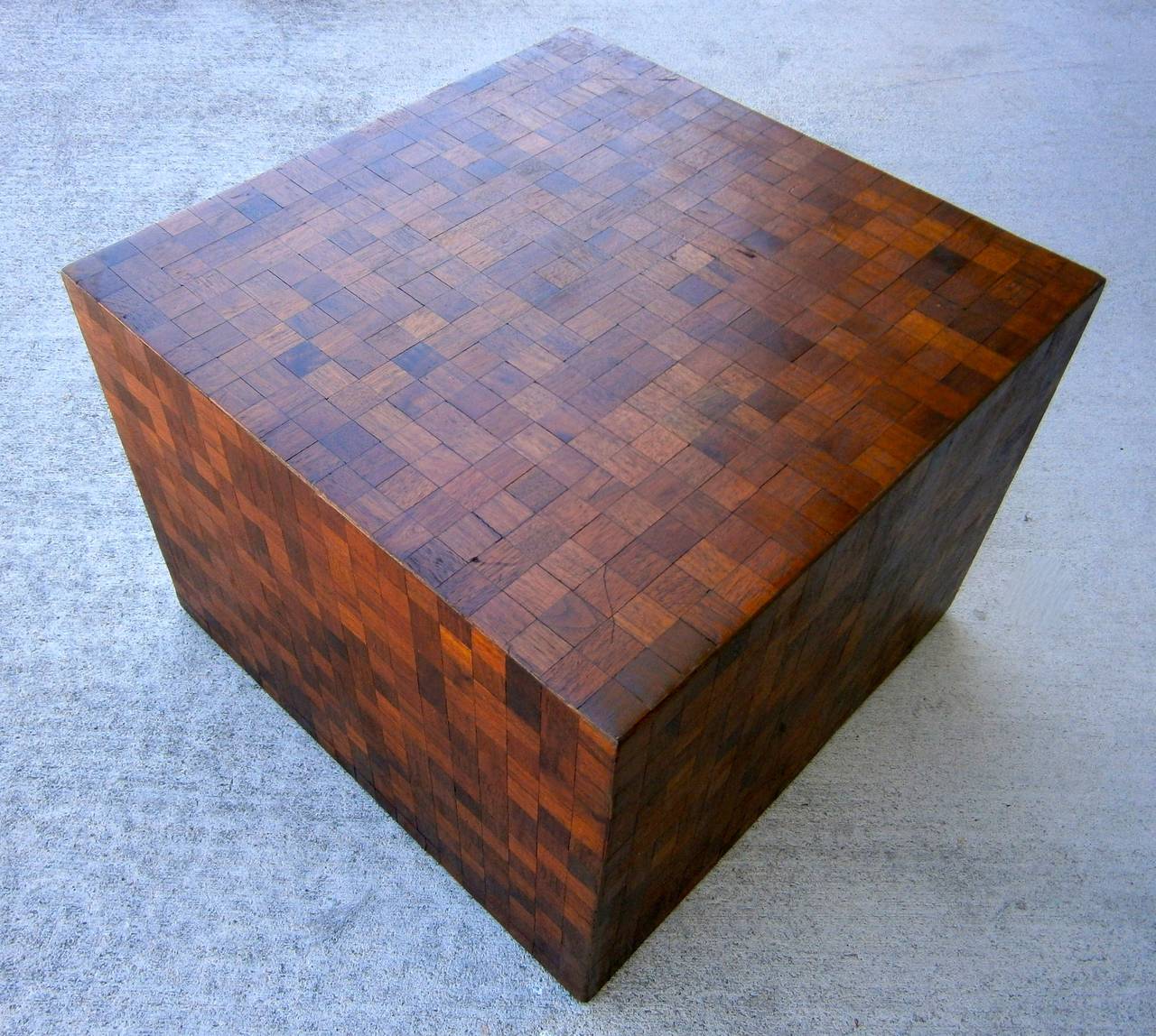 American Hand-Made Tessellated Mahogany Cube Table  C. 1950s