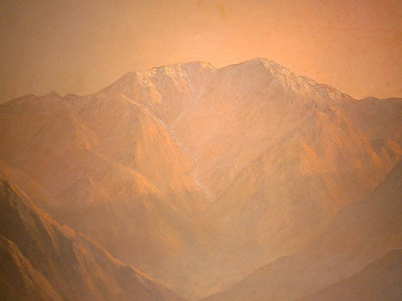 A luminous and ethereal painting of Mount San Jacinto by noted California artist John William Hilton (1904 -1983). The title of this painting, 