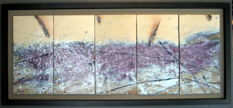 A 5 1/2  foot long glazed ceramic 5 part panel by John Shedd For Sale 5