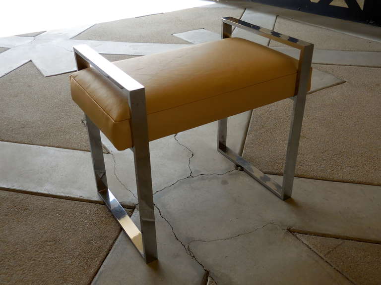 American Chrome-Plated Steel Bench from The Box Line by Charles Hollis Jones, circa 1970s