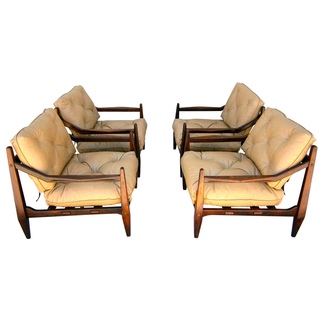 Incredible Set of Four Jacaranda Armchairs Designed by Jean Gillon, circa 1960s For Sale