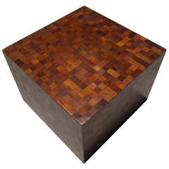 Hand-Made Tessellated Mahogany Cube Table  C. 1950s