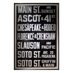 Vintage Streetcar scroll sign from Los Angeles