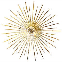 A Very Large Gilded 48" Starburst Sculpture By Del Williams
