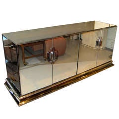 A chrome and mirrored 4 door credenza by Ello C. 1970's