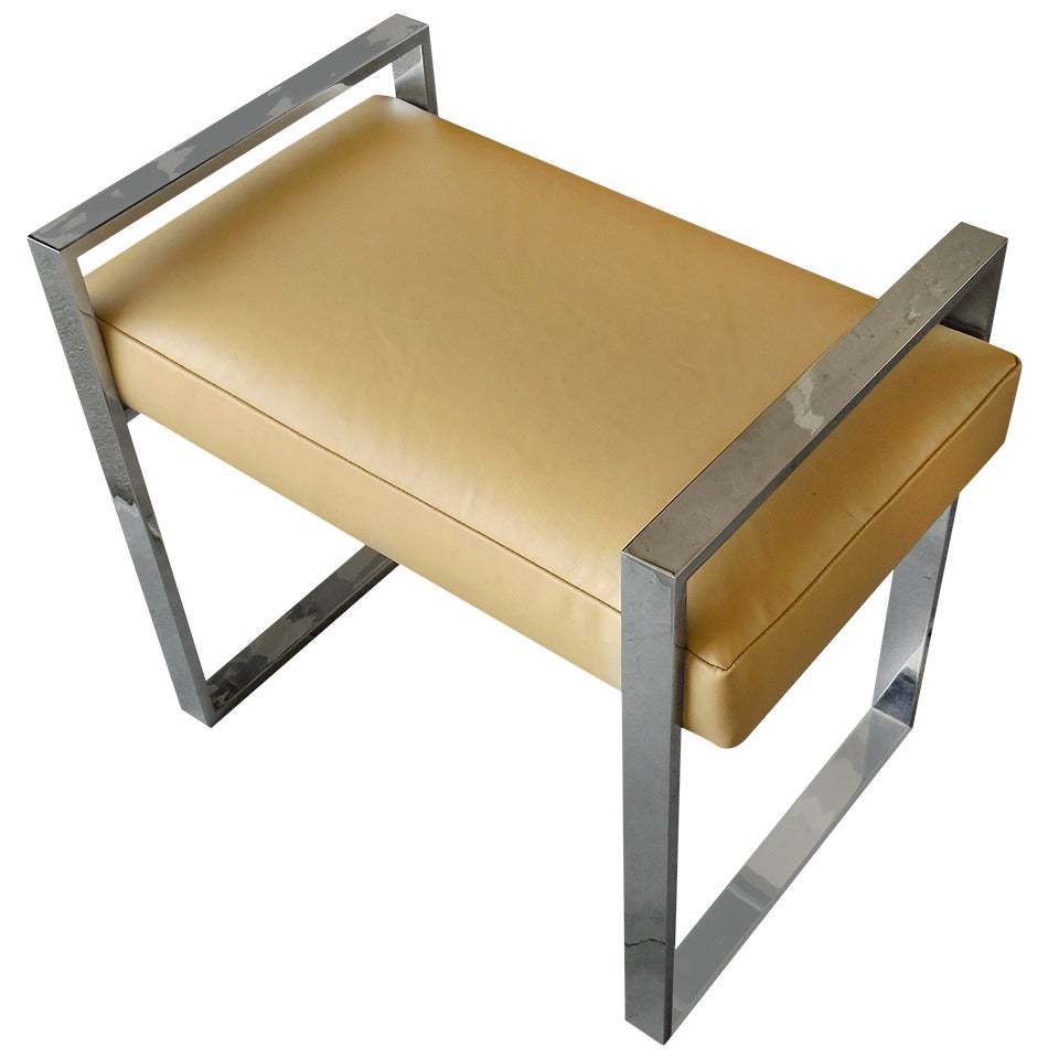 Chrome-Plated Steel Bench from The Box Line by Charles Hollis Jones, circa 1970s
