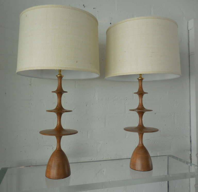 Mid-Century Modern A Pair of Cerused Oak "Metro" Lamps by Christopher Anthony Ltd. For Sale