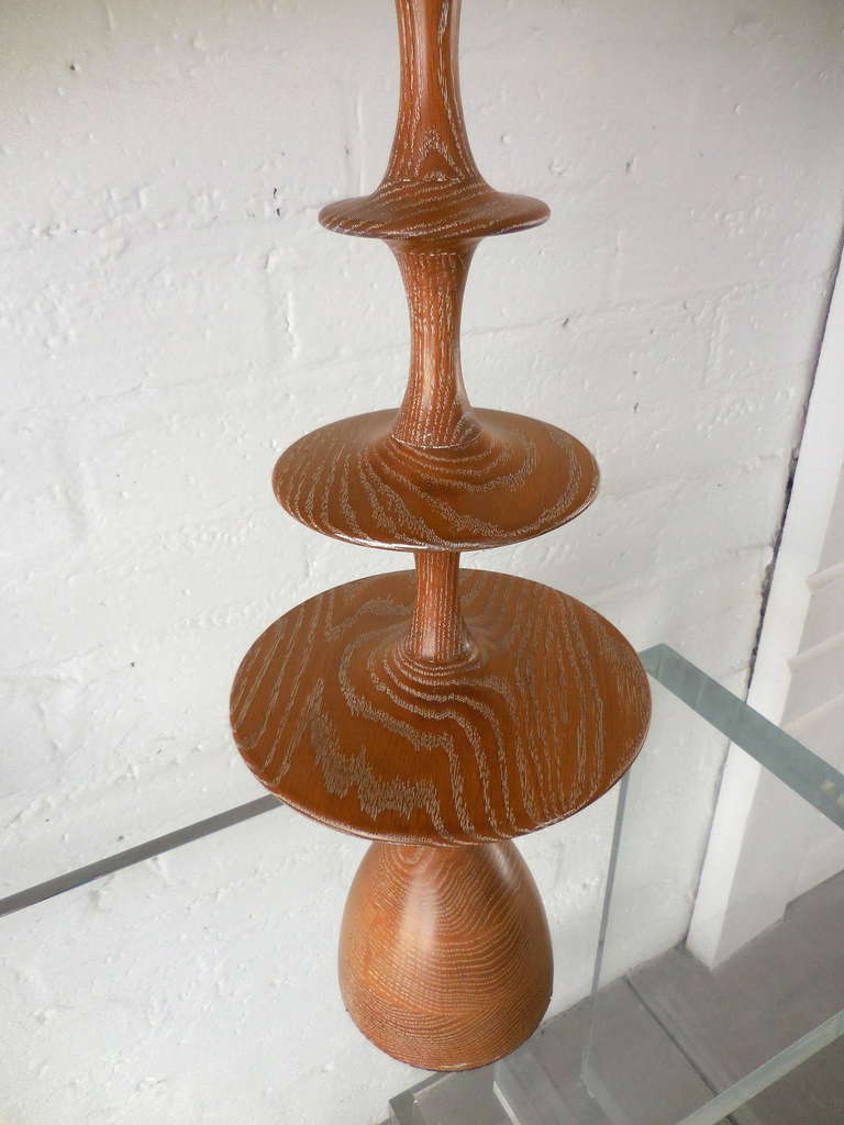 A Pair of Cerused Oak "Metro" Lamps by Christopher Anthony Ltd. In Excellent Condition For Sale In Palm Springs, CA