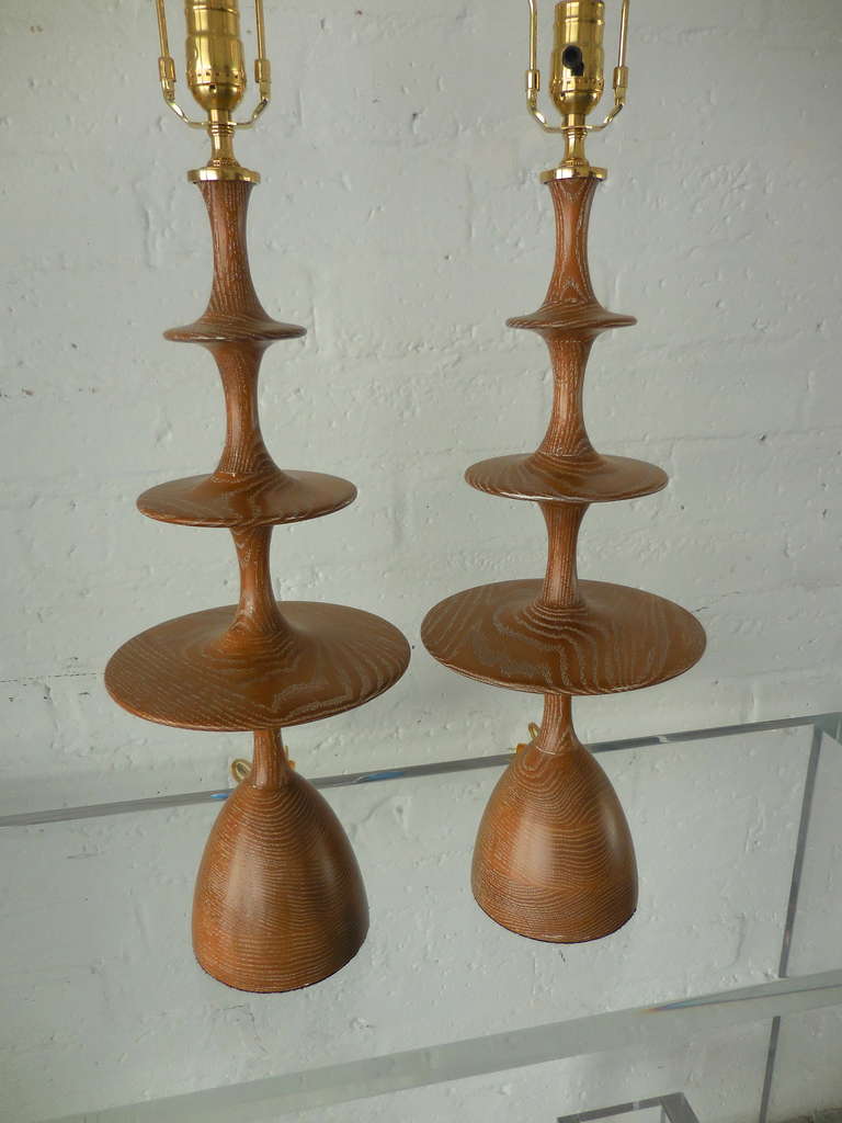 A Pair of Cerused Oak "Metro" Lamps by Christopher Anthony Ltd. For Sale 2