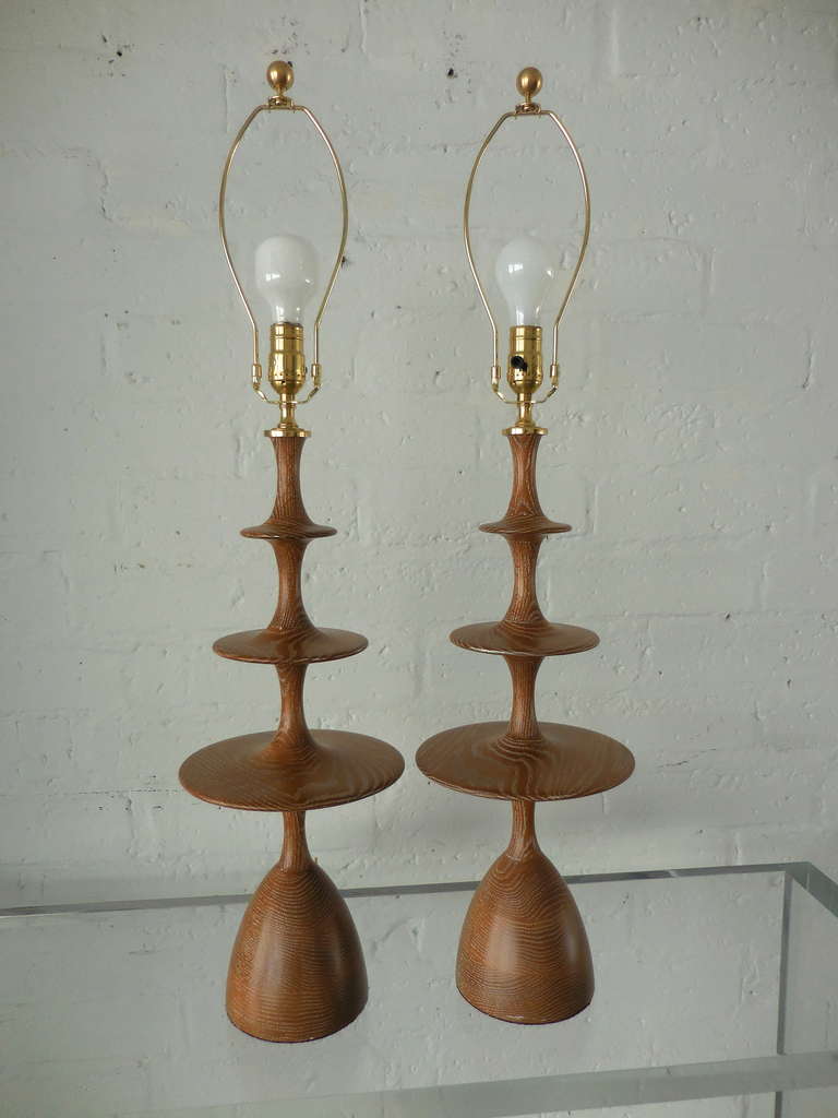 A Pair of Cerused Oak "Metro" Lamps by Christopher Anthony Ltd. For Sale 3