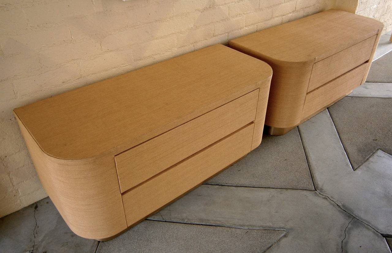 Late 20th Century Pair of Upholstered Bedside Chests in the Style of Steve Chase  C.1980