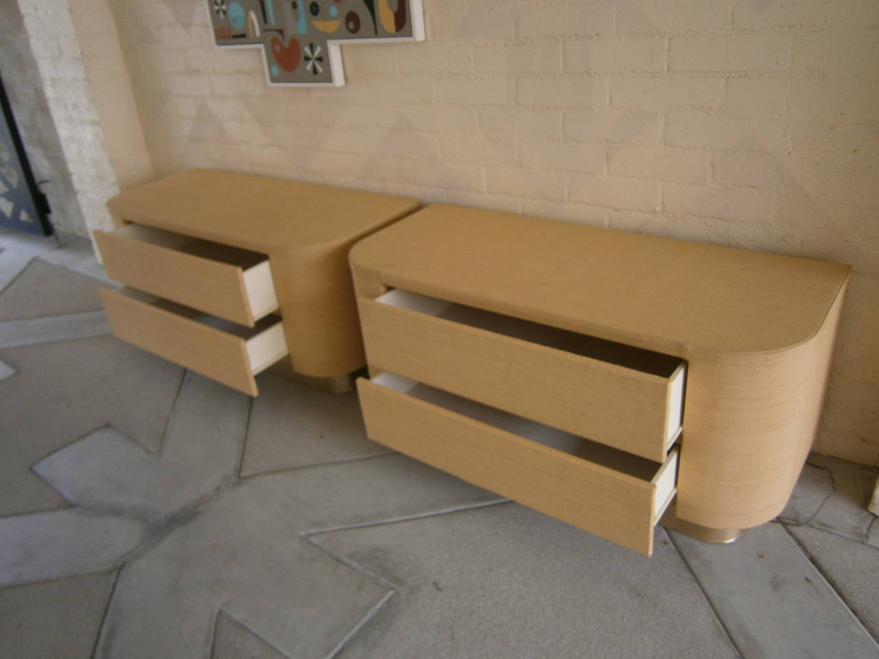 American Pair of Upholstered Bedside Chests in the Style of Steve Chase  C.1980