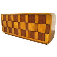 A Mahogany And Oak 9 Drawer Chest By Lane. Mfg. C.1960's.