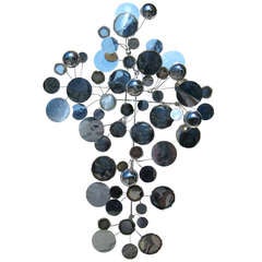 "Raindrops" Chrome and Steel Wall Mounted Sculpture by C. Jere