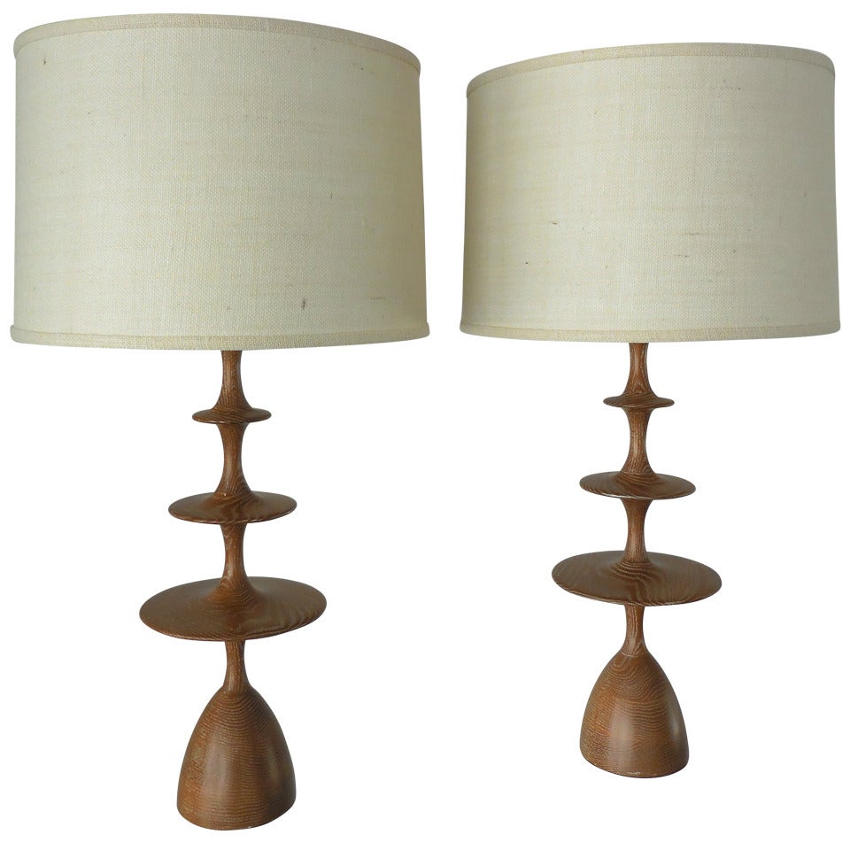 A Pair of Cerused Oak &quot;Metro&quot; Lamps by Christopher Anthony Ltd. For Sale