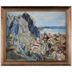 "View of The Port Town of Omis" by Croatian Artist Mladen Veza