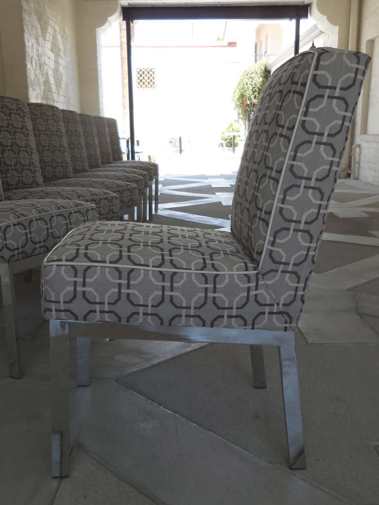 Georgeous Set of Eight Chrome-Based Dining Chairs, Design Institute America In Excellent Condition In Palm Springs, CA