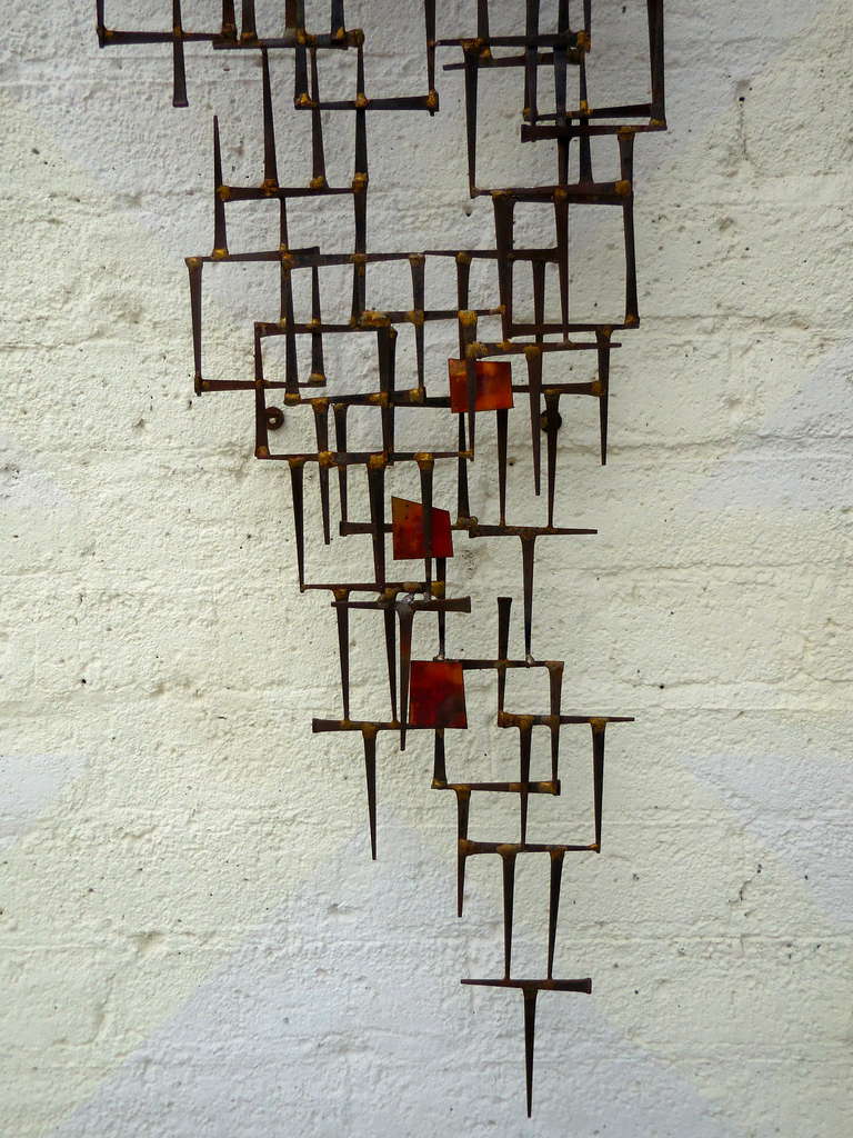 American Vintage 1960's Brutalist Wall Sculpture In The Manner of William Bowie