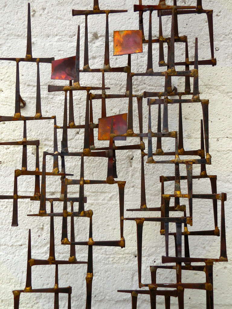 Vintage 1960's Brutalist Wall Sculpture In The Manner of William Bowie In Excellent Condition In Palm Springs, CA