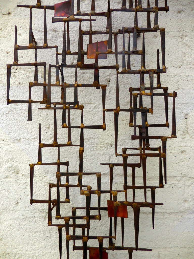 Copper Vintage 1960's Brutalist Wall Sculpture In The Manner of William Bowie