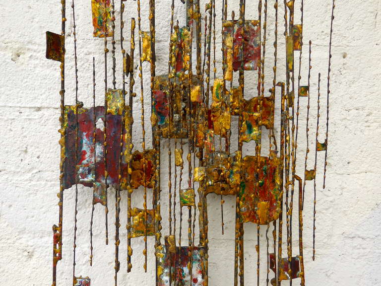 Brutalist Mixed Metal Wall Sculpture.  C. 1960's. 2