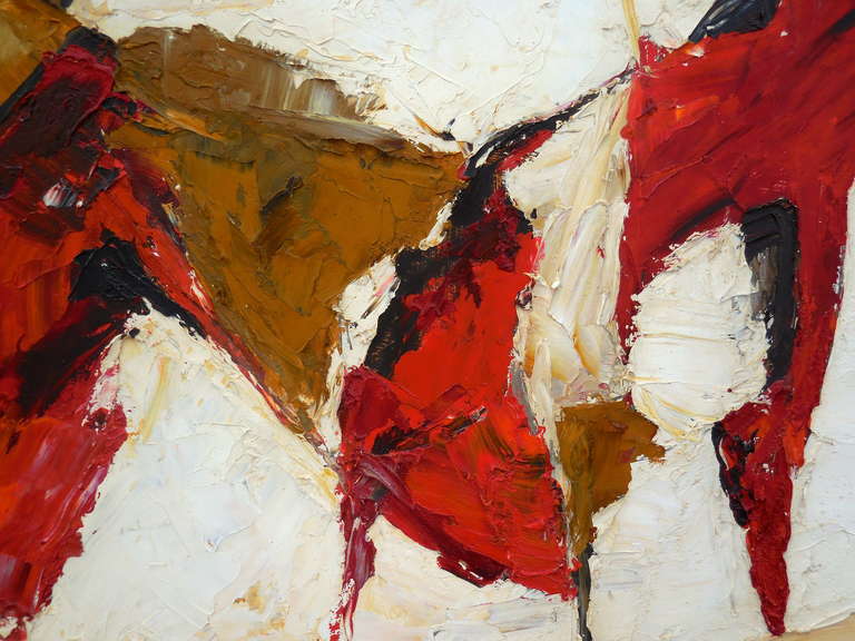 Wood Dynamic Abstract Expressionist Oil on Board