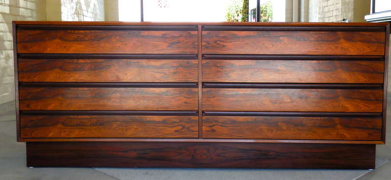 Mid-Century Modern Gorgeous Book-matched Rosewood Chest Made by Westnofa of Norway C.1970's.
