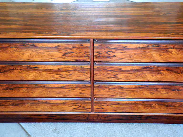 Norwegian Gorgeous Book-matched Rosewood Chest Made by Westnofa of Norway C.1970's.