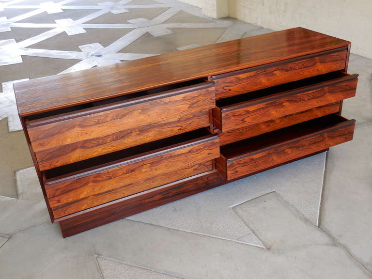 Late 20th Century Gorgeous Book-matched Rosewood Chest Made by Westnofa of Norway C.1970's.