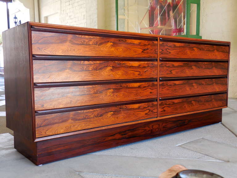 Gorgeous Book-matched Rosewood Chest Made by Westnofa of Norway C.1970's. 1