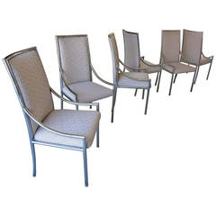 Six Dynamic 1970's Chrome Plated Steel Dining Chairs Attributed to Pierre Cardin