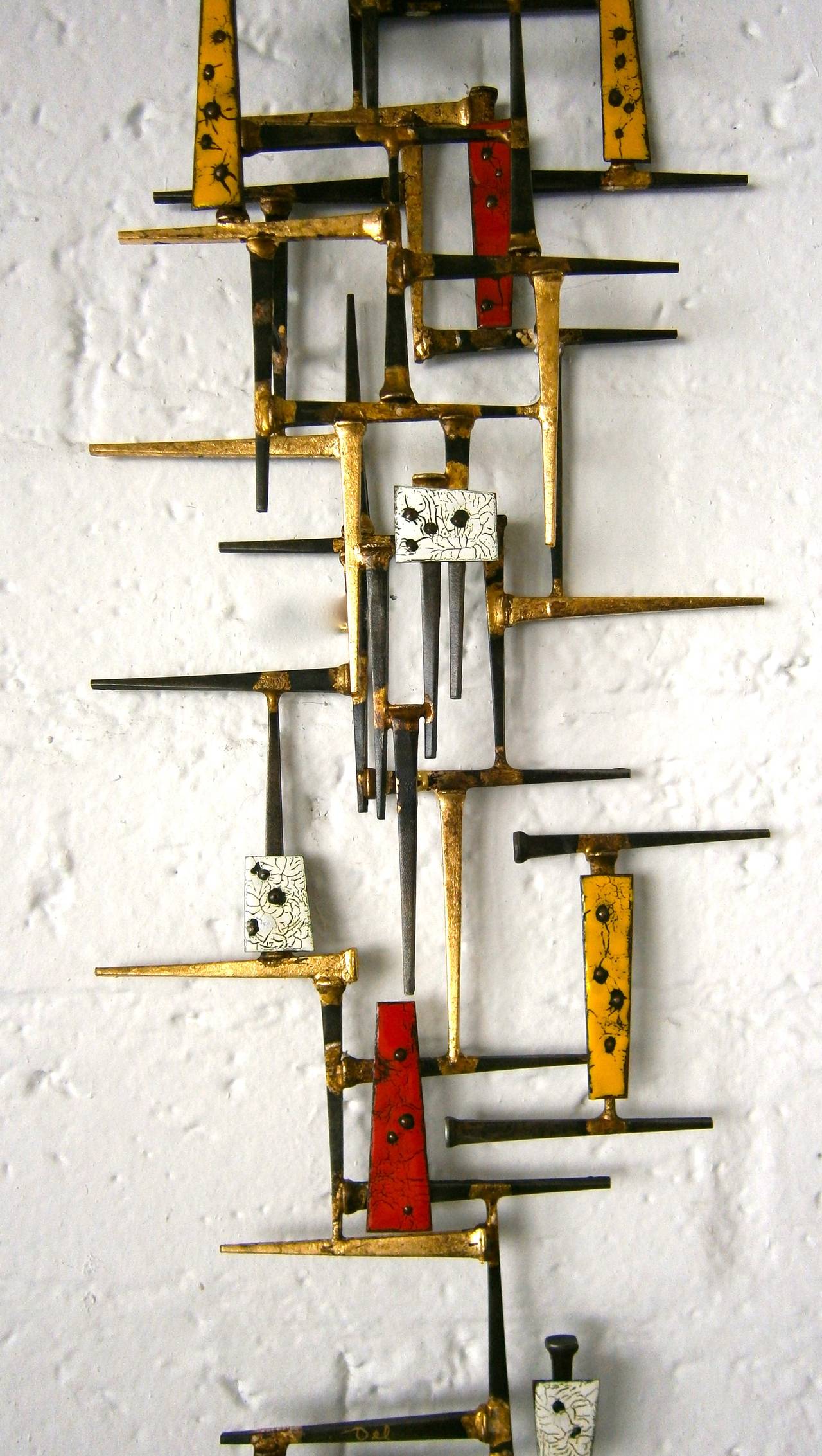 Mid-Century Modern A Colorful Welded Steel and Enamel Wall sculpture by Del Williams C.2015