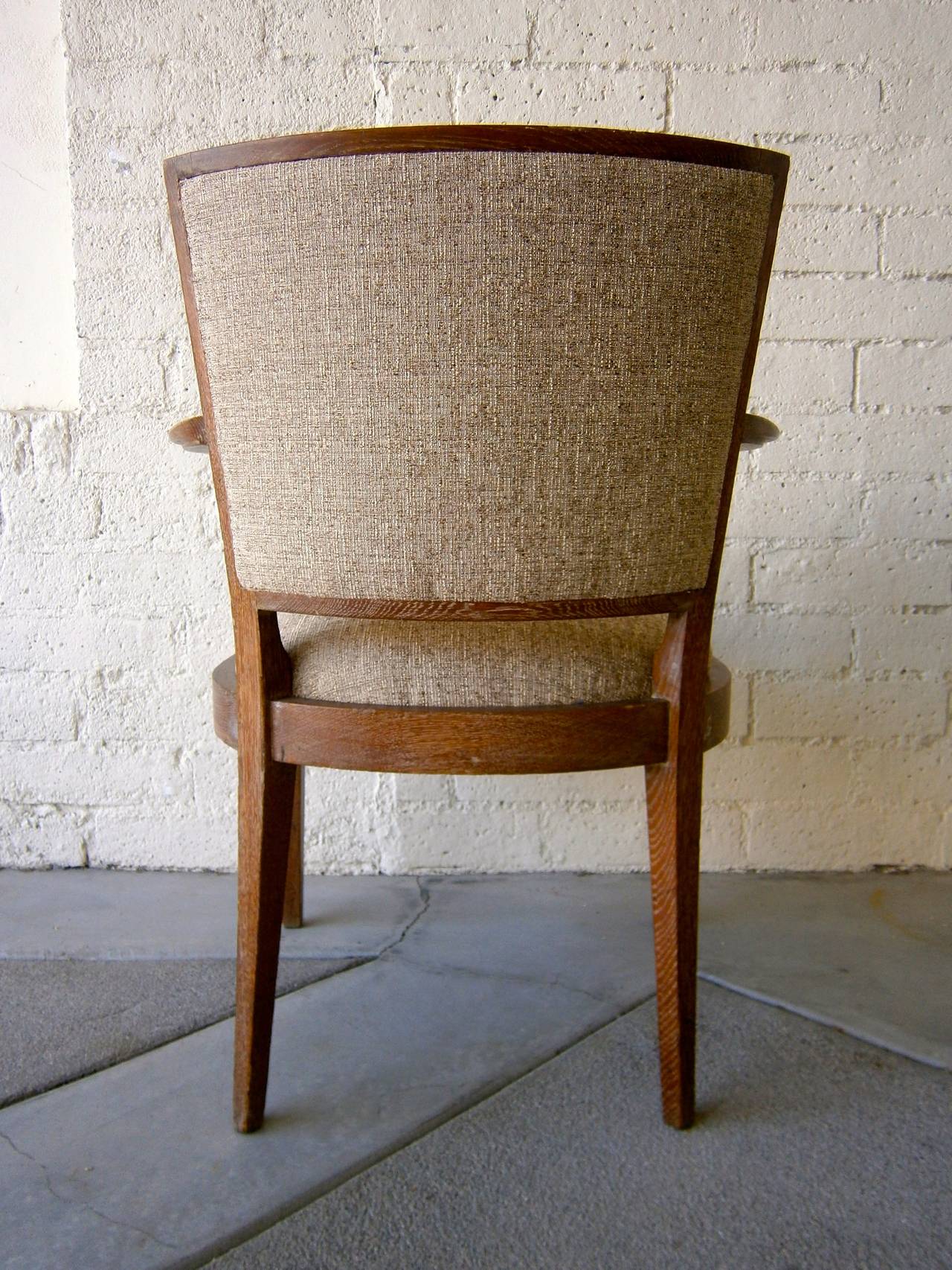 Fabric Chic Set of 4 French Art Moderne Cerused Oak Gaming Chairs  C.1940s