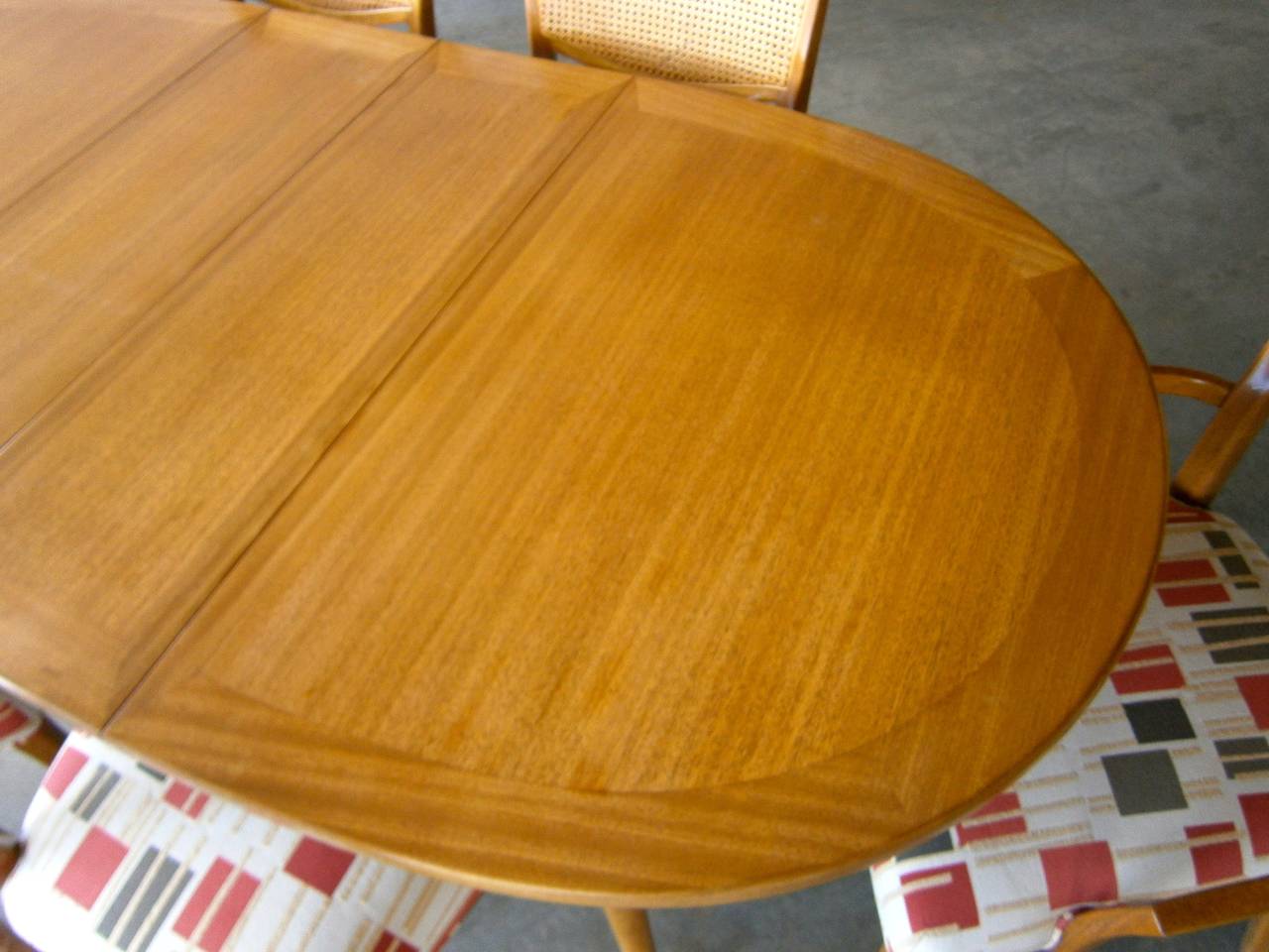 Cane Bleached Mahogany Dining Room Set Designed by Harvey Probber, C.1950s