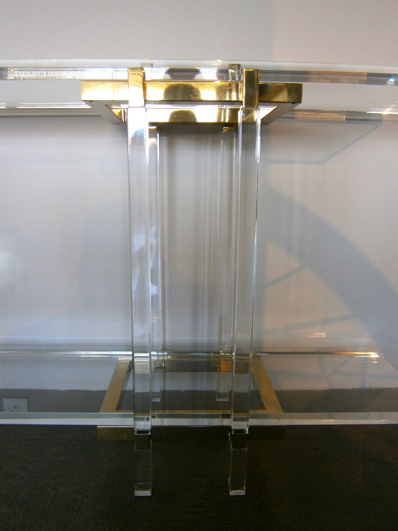 North American Acrylic and Brass-Plated Steel Metric Console Table by Charles Hollis Jones